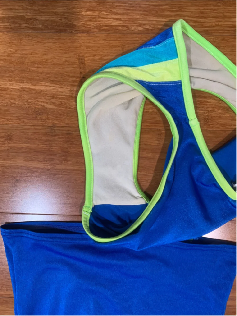Vntg 90’s Via Marina Blue and Green Tankini/Bikini Set Size 5/6